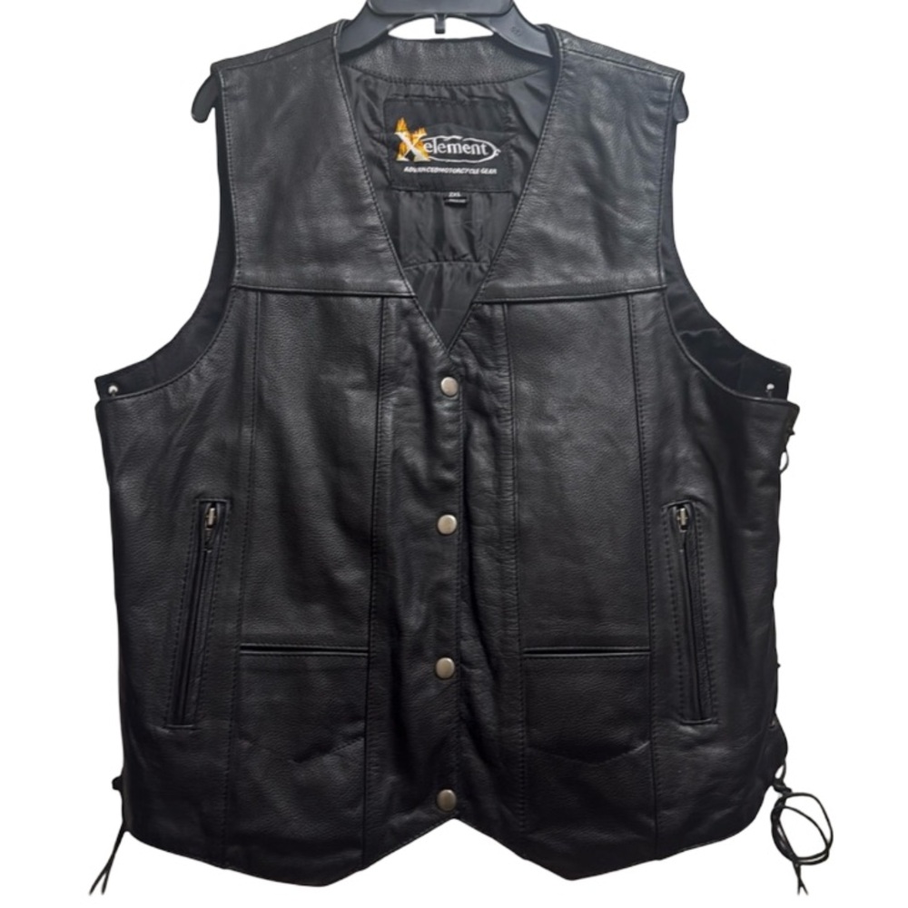 Xelement Leather Side Lace Concealed Carry Snap Front Motorcycle Vest Women’s 2X